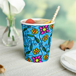 Abstrakte Blumenpapiergruppen Pappbecher