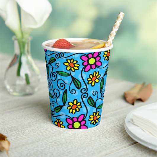 Abstrakte Blumenpapiergruppen Pappbecher (In Situ)