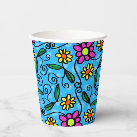 Abstrakte Blumenpapiergruppen Pappbecher (Vorderseite)