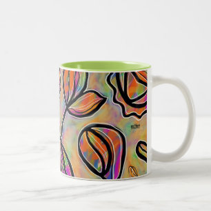 Abstrakte BlumenPastellTasse Zweifarbige Tasse