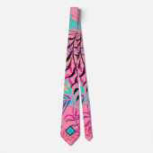 Abstrakte Blumenpasten Monogramm Necktie Krawatte (Vorderseite)