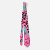 Abstrakte Blumenpasten Monogramm Necktie Krawatte (Rückseite)