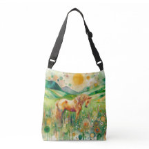 Abstrakte Blumenpferd Crossbody Bag - Moderne Kuns