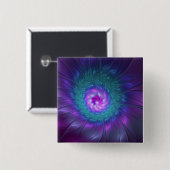 Abstrakte Blumenpracht, farbenfrohe fraktale Kunst Button (Vorne & Hinten)