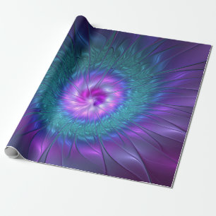 Abstrakte Blumenpracht, farbenfrohe fraktale Kunst Geschenkpapier