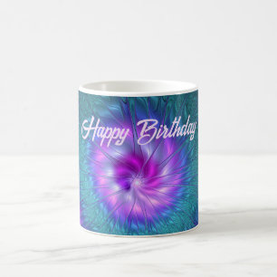 Abstrakte Blumenpracht, farbenfrohe fraktale Kunst Kaffeetasse