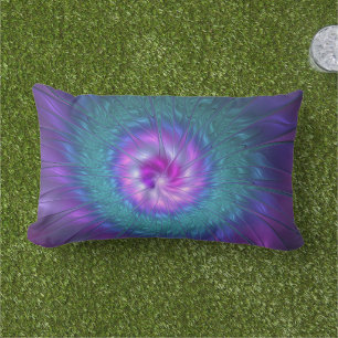 Abstrakte Blumenpracht, farbenfrohe fraktale Kunst Kissen Für Draußen