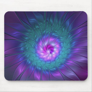 Abstrakte Blumenpracht, farbenfrohe fraktale Kunst Mousepad