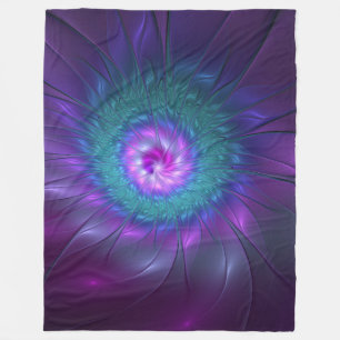 Abstrakte Blumenpracht Farbige Fraktalkunst-Blume Fleecedecke