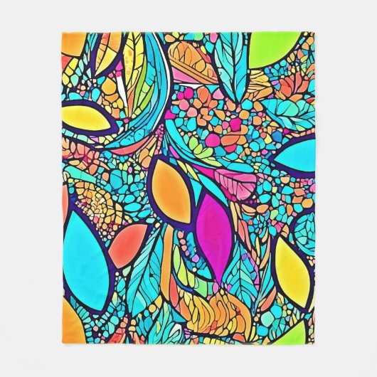 Abstrakte Blumenpracht Fleecedecke (Vorderseite)