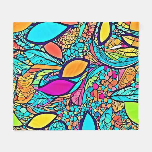 Abstrakte Blumenpracht Fleecedecke (Vorderseite (Horizontal))