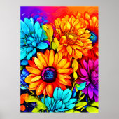 Abstrakte Blumenpracht in Multicolor Poster (Vorne)