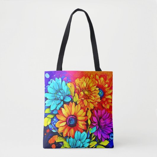 Abstrakte Blumenpracht in Multicolor Tasche (Vorderseite)