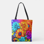 Abstrakte Blumenpracht in Multicolor Tasche (Rückseite)