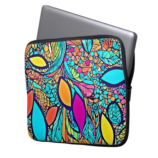 Abstrakte Blumenpracht Laptopschutzhülle (Vorderseite Links)