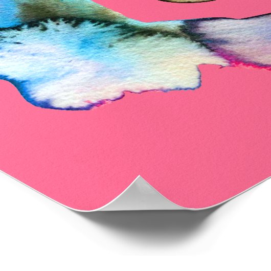 Abstrakte, blumenrosa Aquarellfarbe Poster (Ecke)