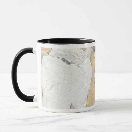 Abstrakte Blumenskizze mit Tan-Hintergrund Tasse (Links)