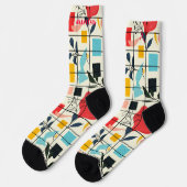 Abstrakte Blumensocken mit modernem geometrischem  Socken (Linkes Detail)