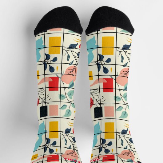 Abstrakte Blumensocken mit modernem geometrischem Socken (Oben)