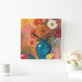 Abstrakte Blumenuhr Quadratische Wanduhr (Zuhause)