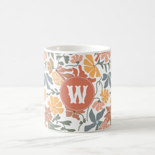 Abstrakte Blumenvögel Mitte Jahrhundert Modernes M Kaffeetasse (Mittel)