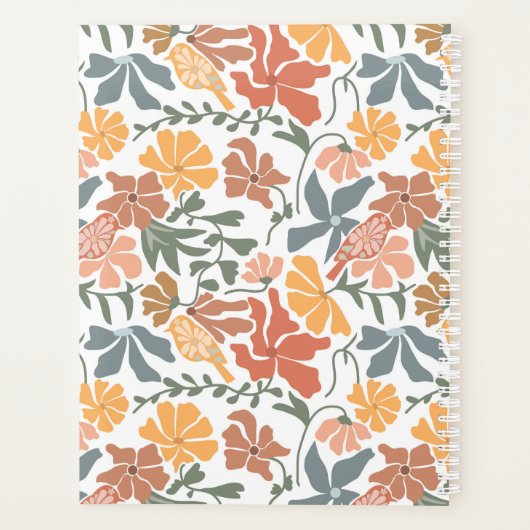 Abstrakte Blumenvögel Mitte Jahrhundert Modernes M Planer (Rückseite)