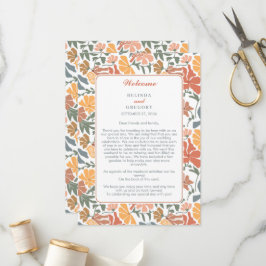 Abstrakte Blumenvögel Mitteljahrhundert Hochzeitre Programm