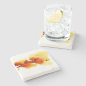 Abstrakte Blumenwatercolormalereien 2 Steinuntersetzer (Seitenansicht)