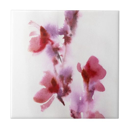 Abstrakte Blumenwatercolormalereien 3 Fliese (Vorderseite)