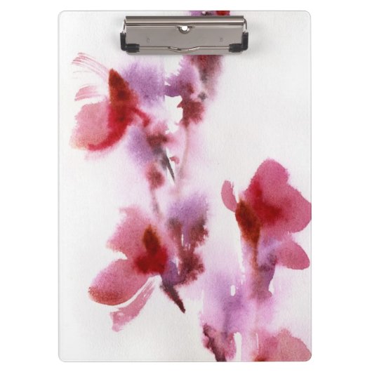 Abstrakte Blumenwatercolormalereien 3 Klemmbrett (Vorderseite)