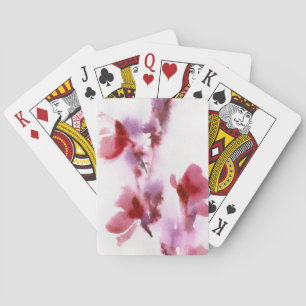 Abstrakte Blumenwatercolormalereien 3 Spielkarten