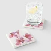 Abstrakte Blumenwatercolormalereien 3 Steinuntersetzer (Seitenansicht)