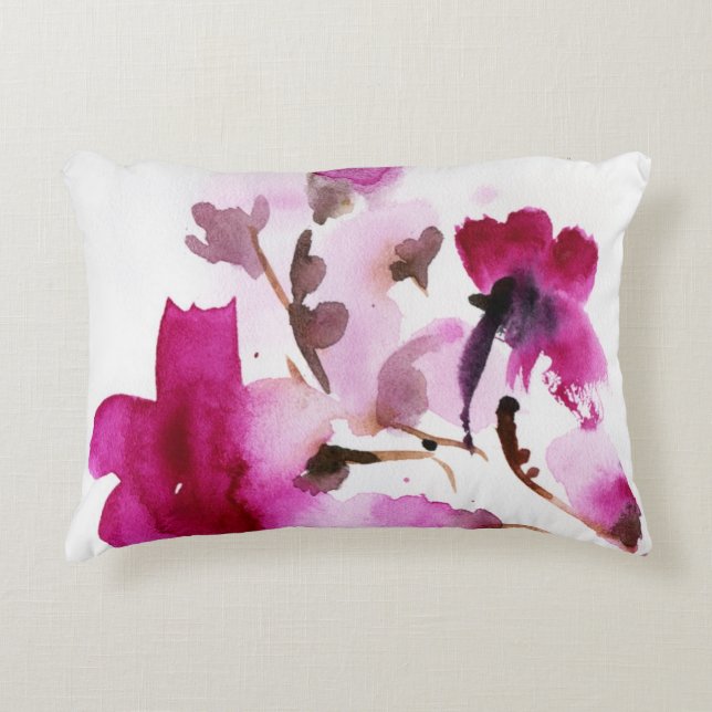 Abstrakte Blumenwatercolormalereien 4 Dekokissen (Vorderseite)