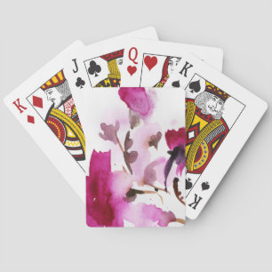 Abstrakte Blumenwatercolormalereien 4 Spielkarten