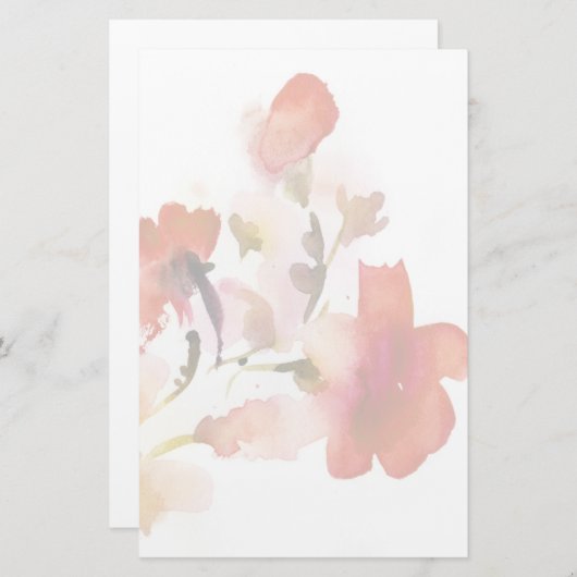 Abstrakte Blumenwatercolormalereien Briefpapier (Vorne/Hinten)