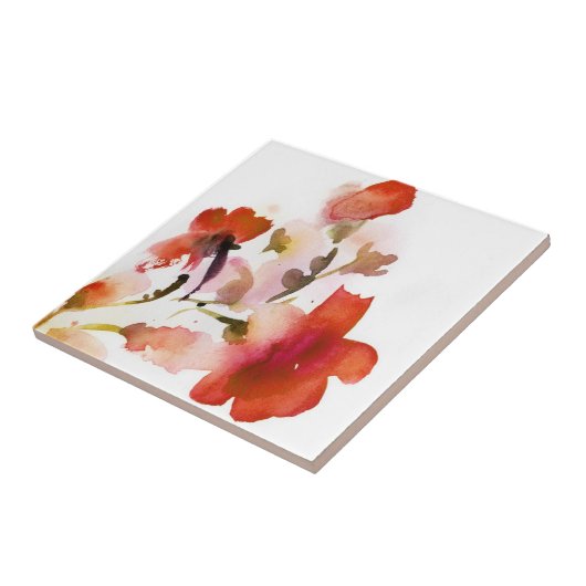 Abstrakte Blumenwatercolormalereien Fliese (Seite)