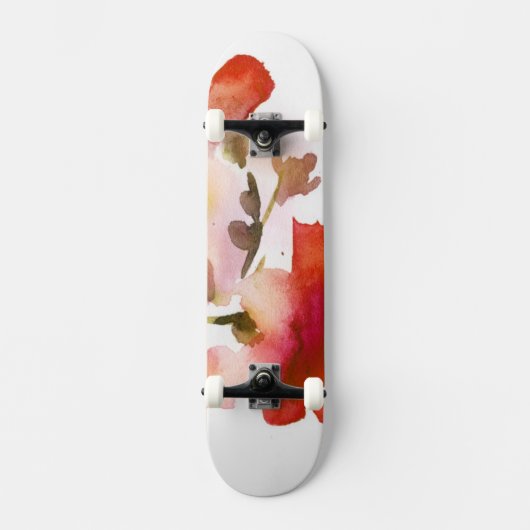 Abstrakte Blumenwatercolormalereien Skateboard (Vorderseite)