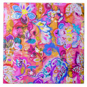 abstrakte Blumenzauber Fliese (Vorderseite)