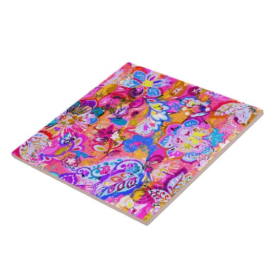 abstrakte Blumenzauber Fliese (Seite)