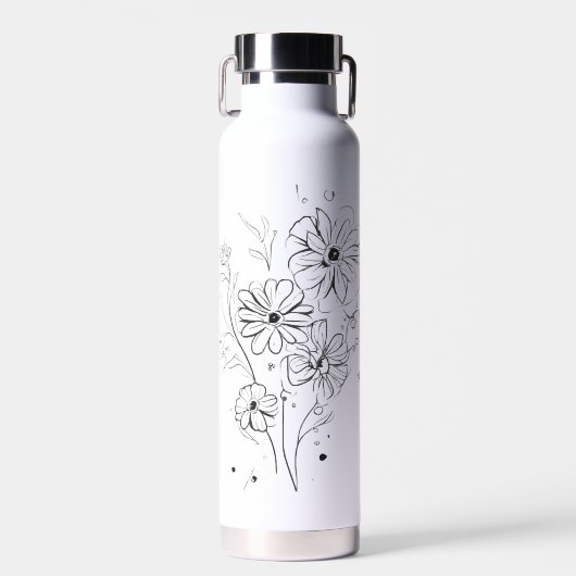 Abstrakte Blumenzeichnung Trinkflasche (Vorne)