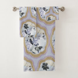 Abstrakte blumige Medallion Badhandtuch Set