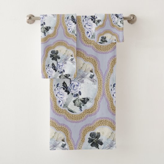 Abstrakte blumige Medallion Badhandtuch Set (Insitu)