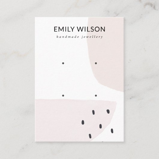 ABSTRAKTE BLUSH DUSKY PINK STUD 2 EARRING DISPLAY  VISITENKARTE (Vorderseite)