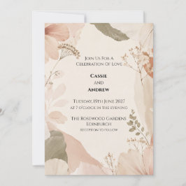 Abstrakte Blush-Sage-Botanische Hochzeit Einladung