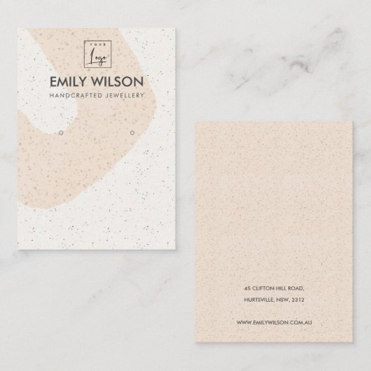 ABSTRAKTE BLUSPEACH-KERAMIK ERRING DISPLAY-LOGO VISITENKARTE (Vorne/Hinten)