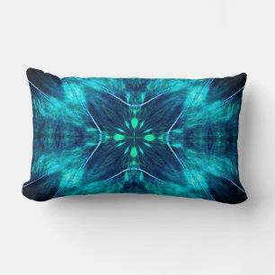 Abstrakte Blüte Aqua und Blau Fraktal Design Lendenkissen