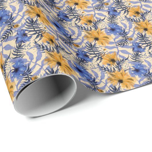 Abstrakte Blüte: Aquarellfarben Modernes Muster Geschenkpapier (Rolleneckpunkt)