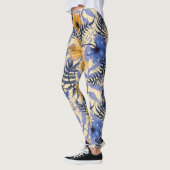 Abstrakte Blüte: Aquarellfarben Modernes Muster Leggings (Links)