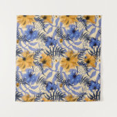 Abstrakte Blüte: Aquarellfarben Modernes Muster Wandteppich (Vorderseite (Horizontal))