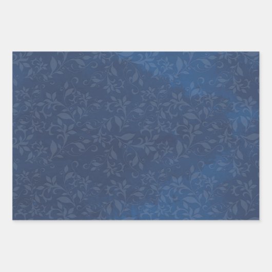 Abstrakte Blüte auf den blauen Navy-Stains Hinterg Geschenkpapier Set (Vorderseite 3)